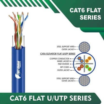 cat6 23awg 4 twisted pair Elevator lift Cable 305m cat6-23AWG 4PAIR CAT6 U/UTP LIFT FLATE CABLE 305M